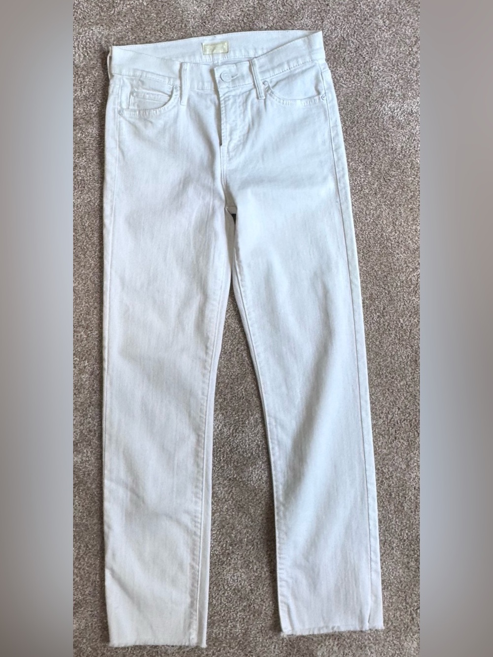 MOTHER The Rascal Ankle Snippet Stayin’ Alive White Jeans Size 25 Frayed Hem - Picture 2 of 15